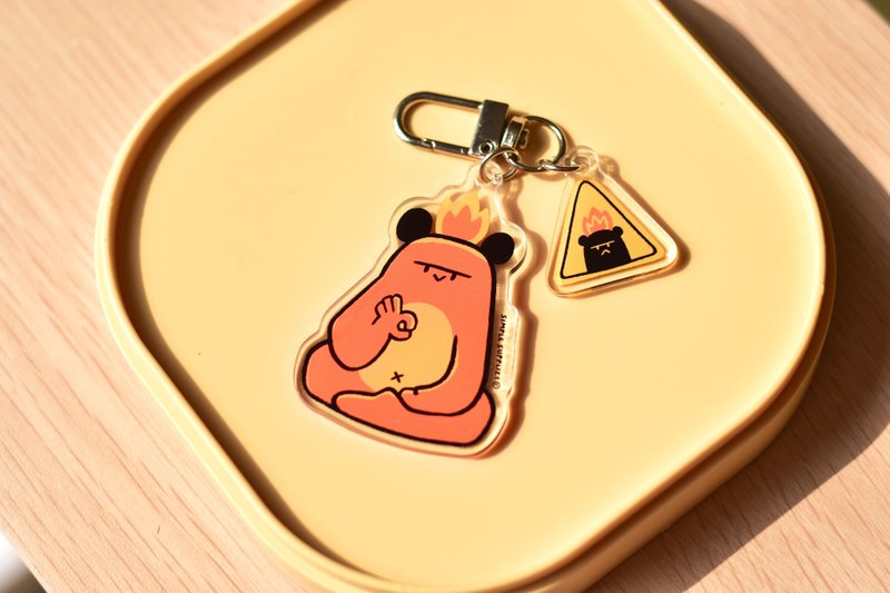 Hot-headed bear Acrylic Keychain / Airpod Case Pendant - Charms - Acrylic Orange