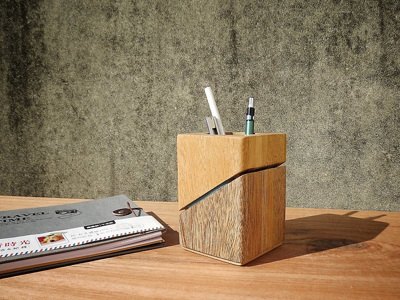 HO MOOD Wooden Pin Series-Deconstructed World Pen Holder (Small) - กล่องใส่ปากกา - ไม้ สีส้ม