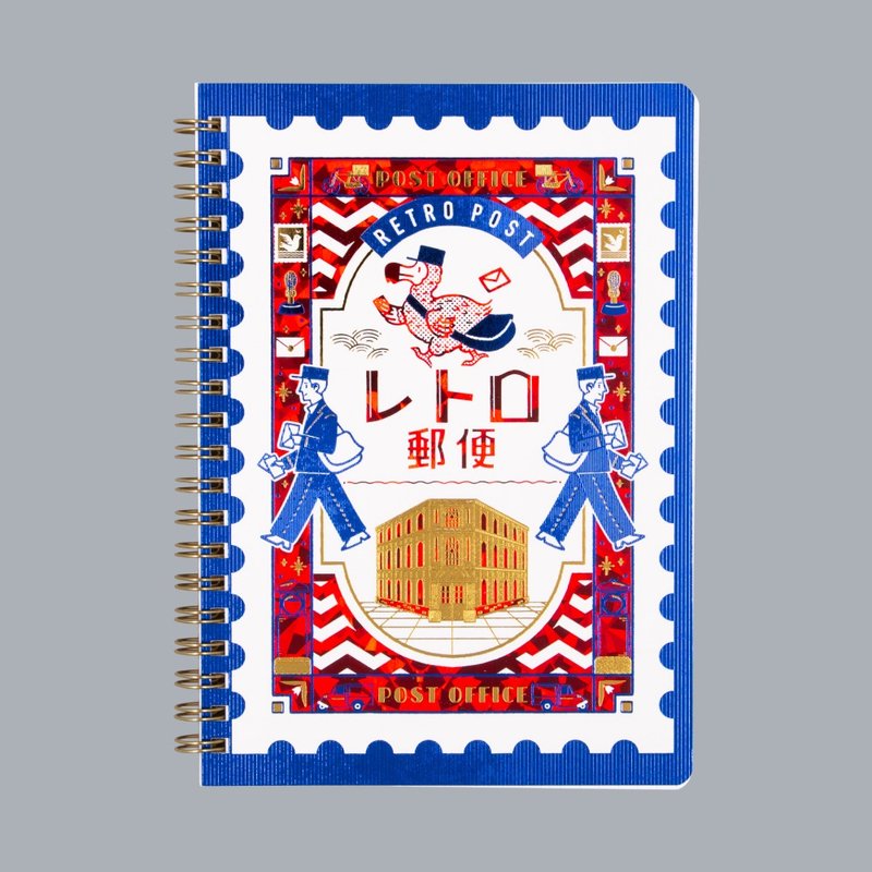 オビワン B6リングノート レトロ郵便 - ノート・手帳 - 紙 レッド