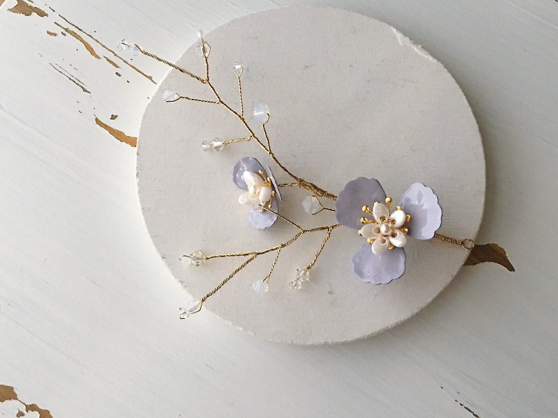 Handmade Bridal Jewelry Swarovski Crystal Hair Accessories Romantic Fragrance Lavender Purple-Beauty - เครื่องประดับผม - คริสตัล 