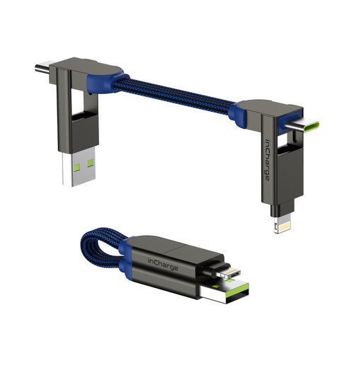 匯通 官方品牌店 (臺灣總代理國際公司貨) inCharge X 六合一 100W充電傳輸線(隨身版/USB-C快充)-魂動灰