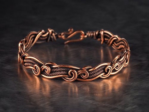 Wire Wrap Art Copper wire wrapped bracelet for woman / Wire woven heady graceful bracelet