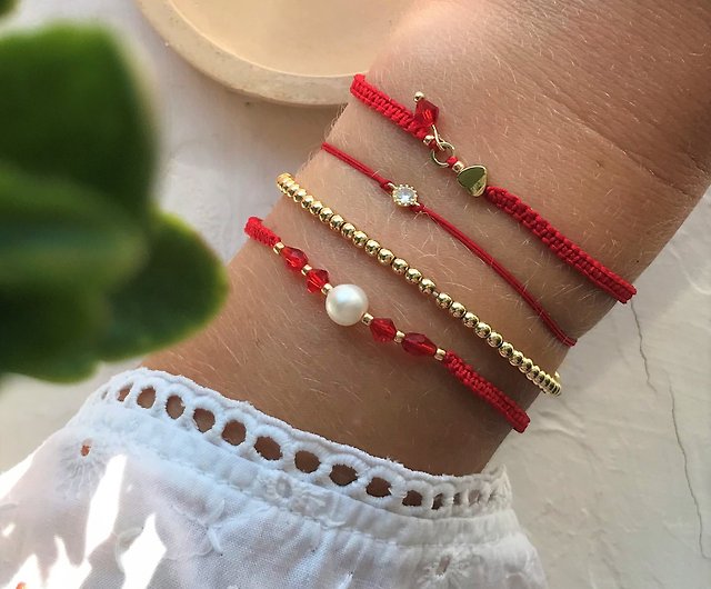 Macrame red bracelet. Wish bracelet, Protection bracelet. Set bracelet. -  Shop Veraliki Bracelets - Pinkoi