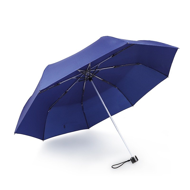 【德國kobold】抗UV防潑水遮陽三折傘-Lotus素格紋-藍 - 雨傘/雨衣 - 其他材質 藍色