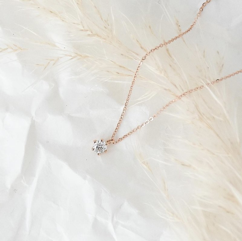 Natural diamond necklace-early winter/14K gold/clavicle chain/thin chain/small diamonds - Necklaces - Diamond 