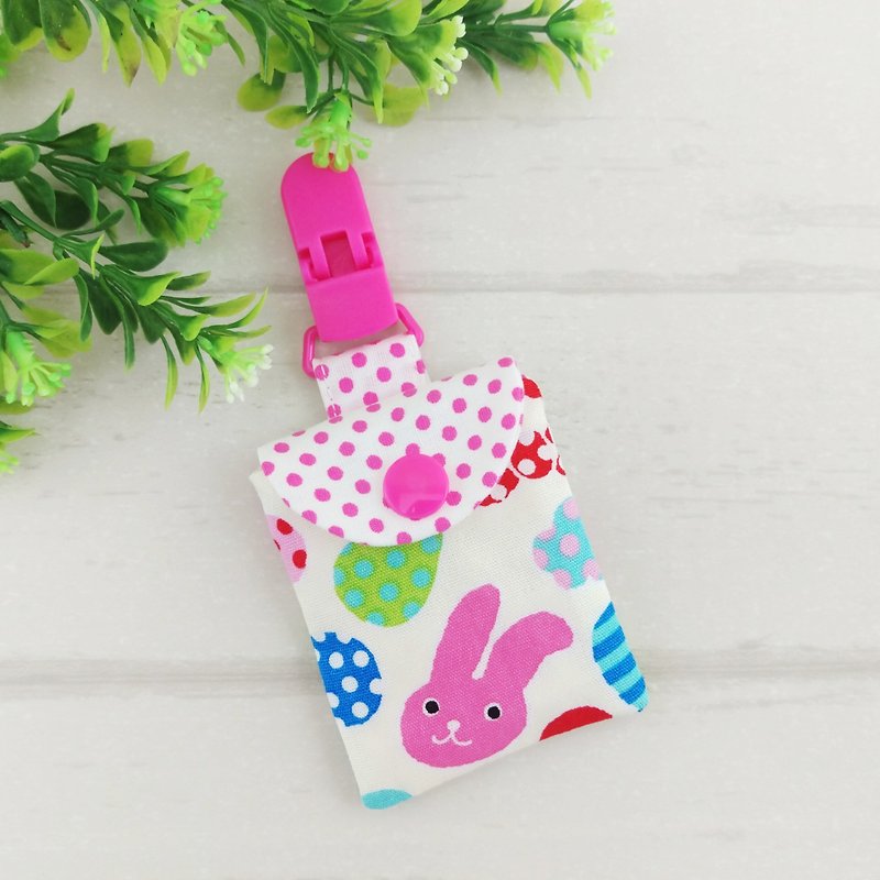 Colorful rabbit. Safe bag / blessing bag / key ring (can be added 40 embroidery name) - Bibs - Cotton & Hemp Pink