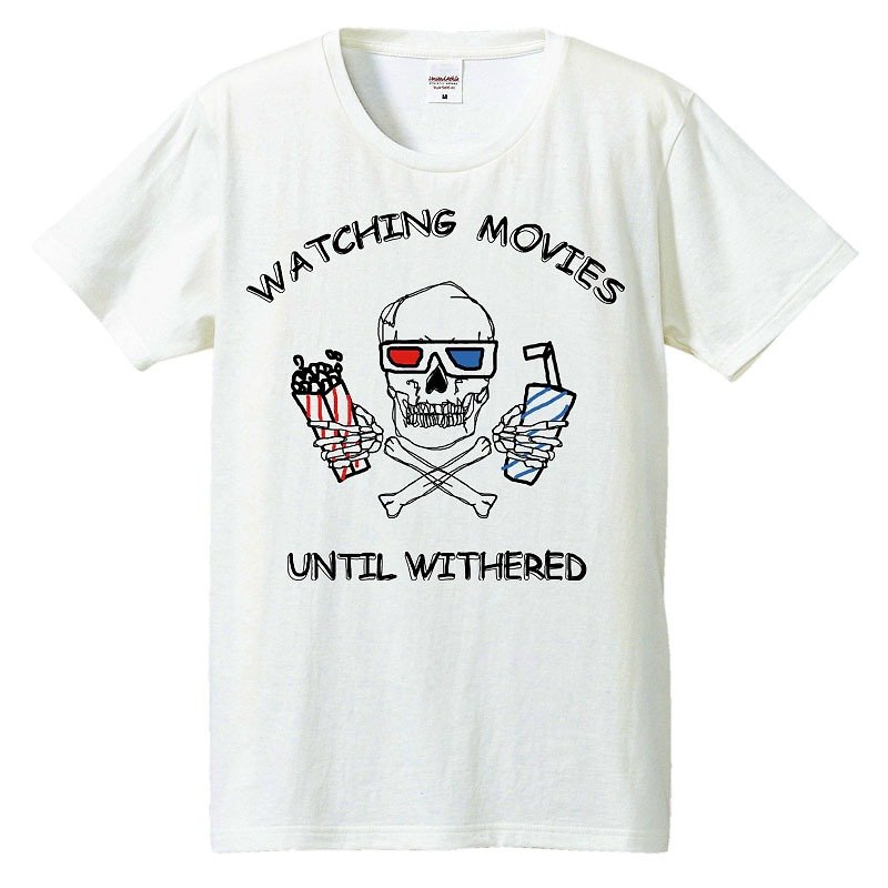 T-shirt / Watch a movie - เสื้อยืดผู้ชาย - ผ้าฝ้าย/ผ้าลินิน ขาว