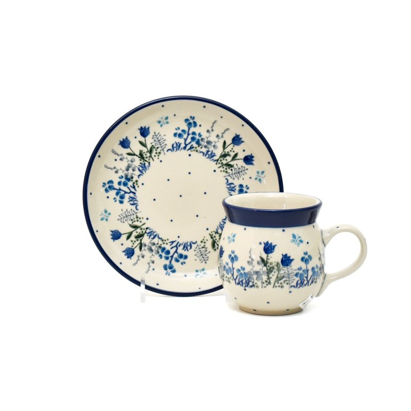 Polish handmade pottery afternoon tea set of 2 - จานและถาด - ดินเผา 