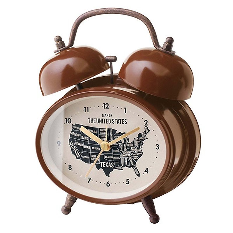 Rozel- Bell - Map Clock Alarm Clock (Brown) - นาฬิกา - โลหะ สีนำ้ตาล