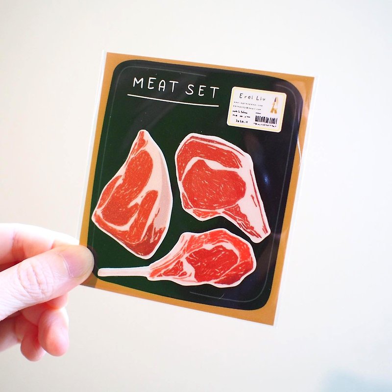 E*group E rei meat illustration PVC waterproof sticker shape sticker sticker pack - Stickers - Plastic Multicolor