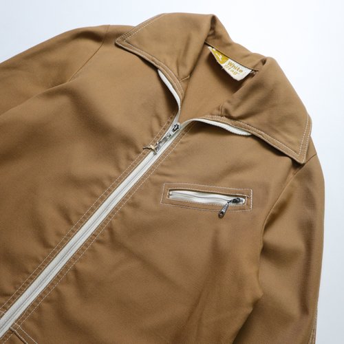 Vintage 1970s 'white Stag' White Cotton Sailcloth Zip up