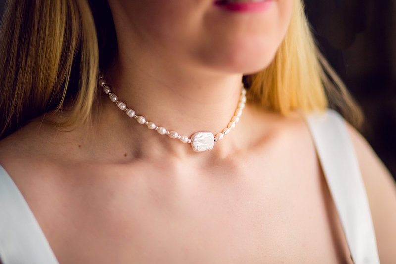 Natural Baroque Pearl Necklace. Freshwater Pearl necklace, Gold pearl necklace. - Necklaces - Pearl White