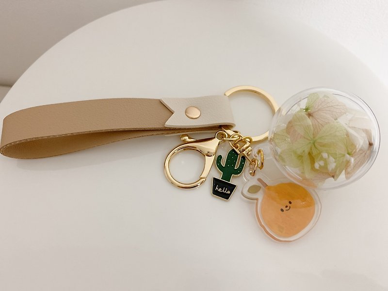Flower ball keychain--Fruit series, small waste series (with paper box) - Keychains - Plants & Flowers Orange