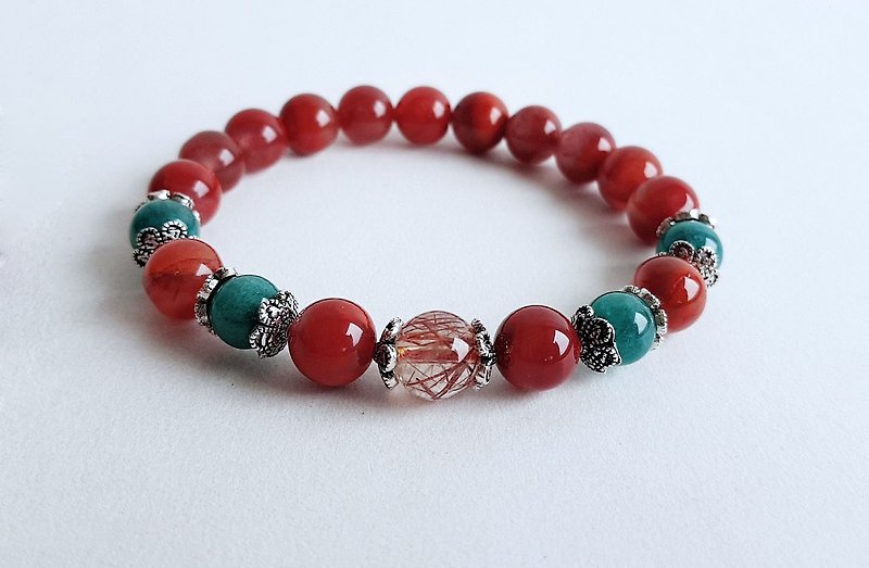 South Red Agate Tianhe Stone Red Copper Titanium 925 Sterling Silver Bracelet - Bracelets - Gemstone Red