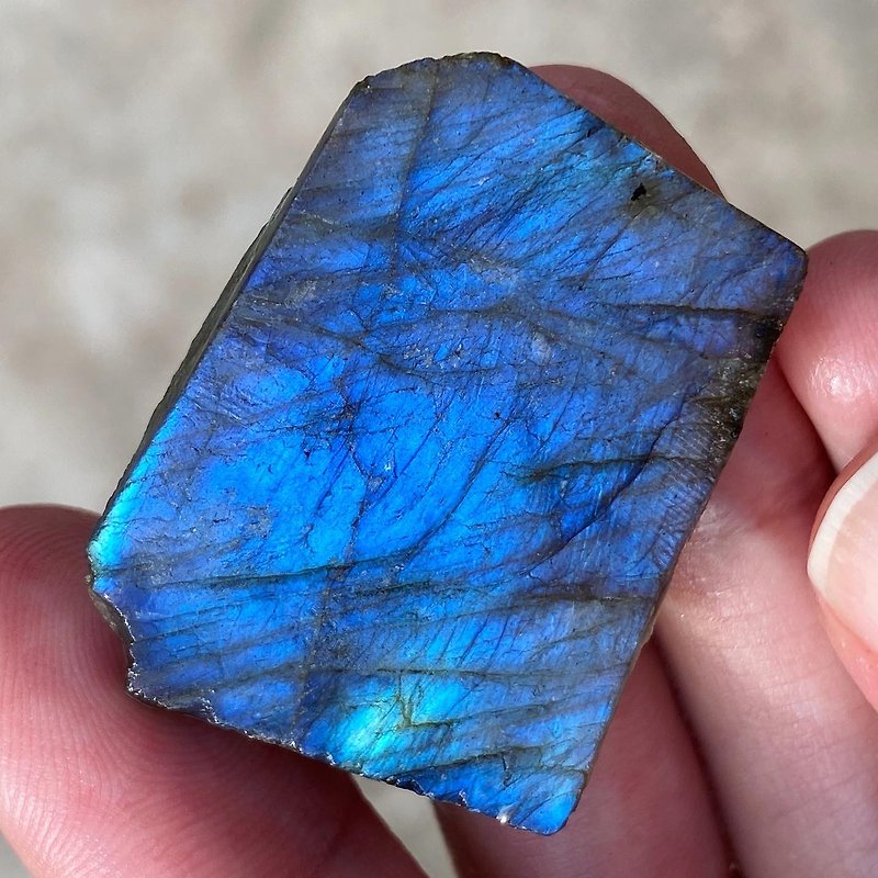 [Lost and find] Mini Natural Stone Blue Labradorite Frosted Original Stone - Items for Display - Gemstone Blue