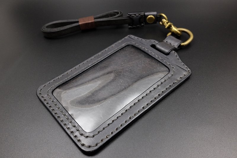 [KH] Hand Dyed Gray - Straight Document Cover (Card Case, Leisure Card, ID Card Case) - ที่ใส่บัตรคล้องคอ - หนังแท้ สีเทา