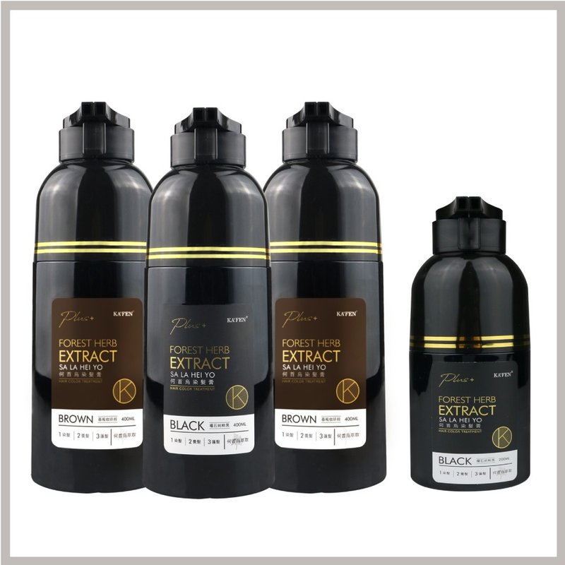 KAFEN│ 3入組 何首烏染髮膏Plus+升級版400ml 贈何首烏黑200ml*1 - 洗髮精/餅/皂 - 濃縮/萃取物 黑色