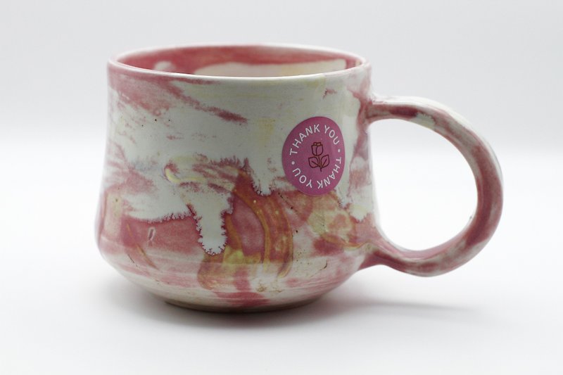 手描き油絵風セラミックコーヒーカップ/マグカップ/セラミックカップ5 - マグカップ - 陶器 ピンク
