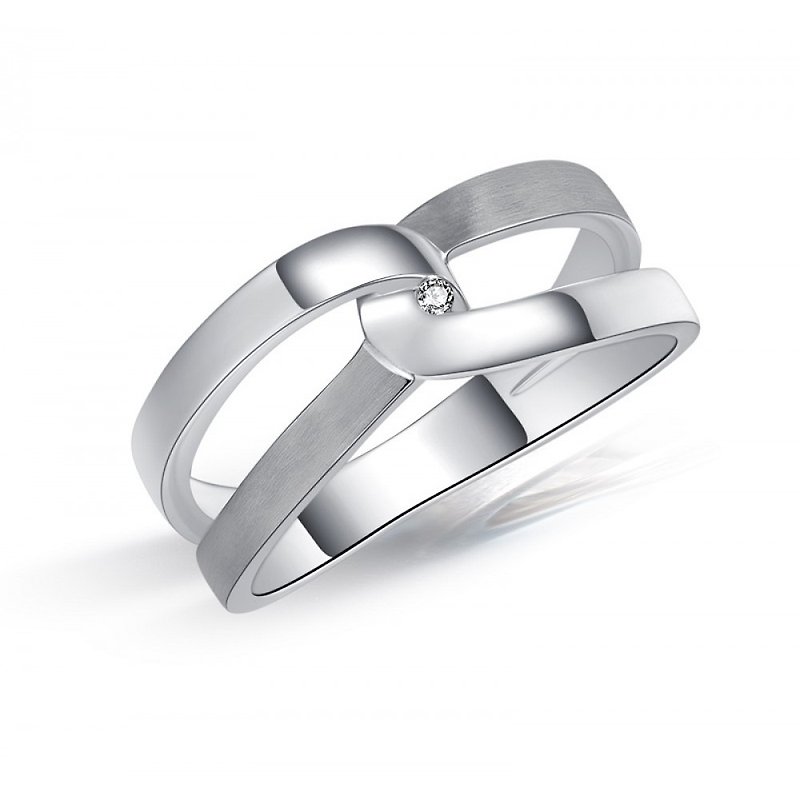 搖滾甜心 鑽石白鋼對戒指 男用戒指 情人對戒 結婚對戒 - 對戒 - 鑽石 銀色