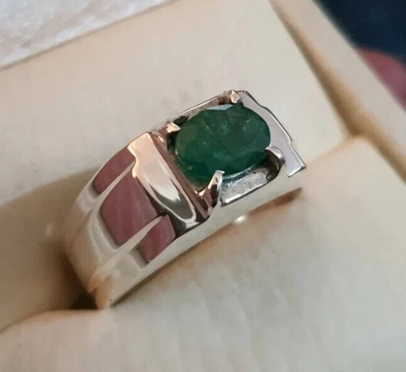 Natural Mens Emerald Ring Swat Emerald Ring For Men Genuine Emerald gift womens - 戒指 - 寶石 綠色