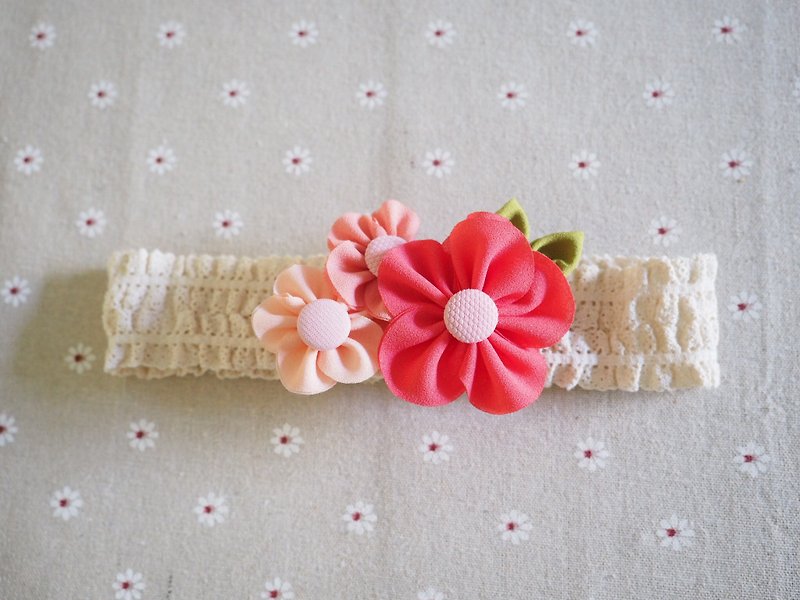 Handmade fabric flower baby/kid headband - Baby Hats & Headbands - Other Materials Red