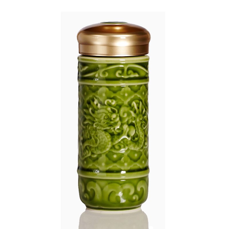 飛躍祥龍隨身杯 / 大 / 雙層 / 綠釉 - 水壺/水瓶 - 瓷 