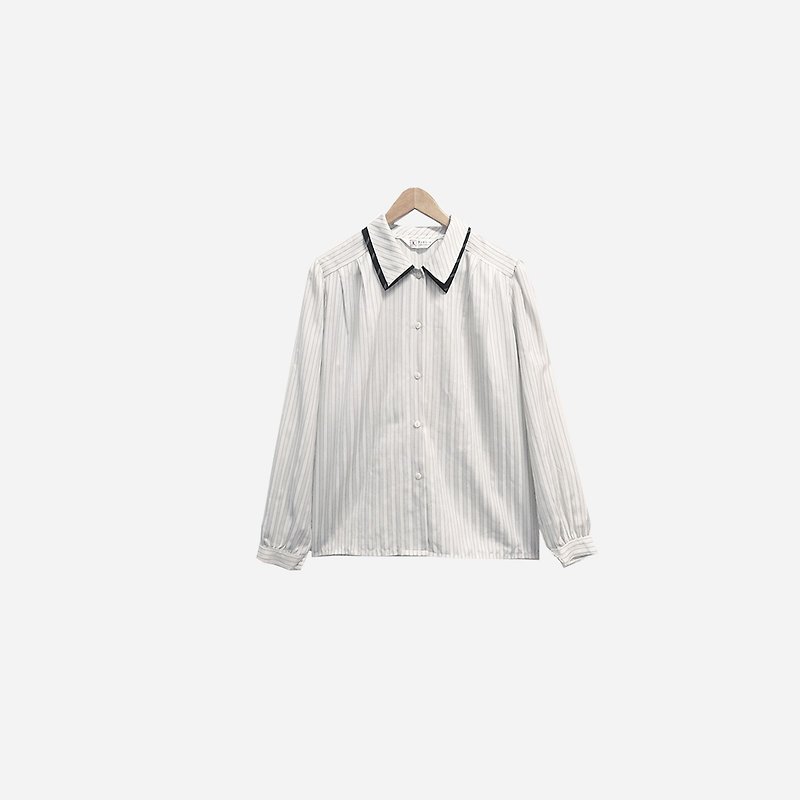 脫臼古著 / 雙領線條襯衫 no.346 vintage - 恤衫 - 聚酯纖維 白色