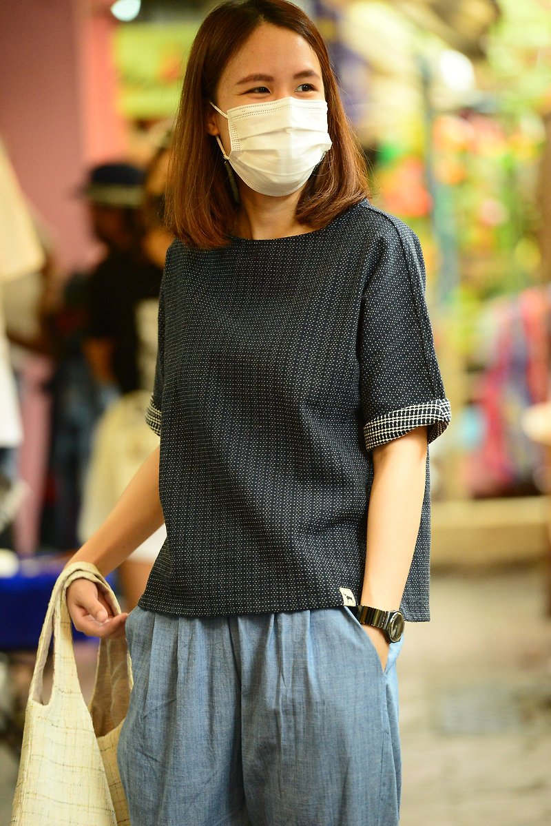 Reversible cotton blouse - 女上衣/長袖上衣 - 棉．麻 