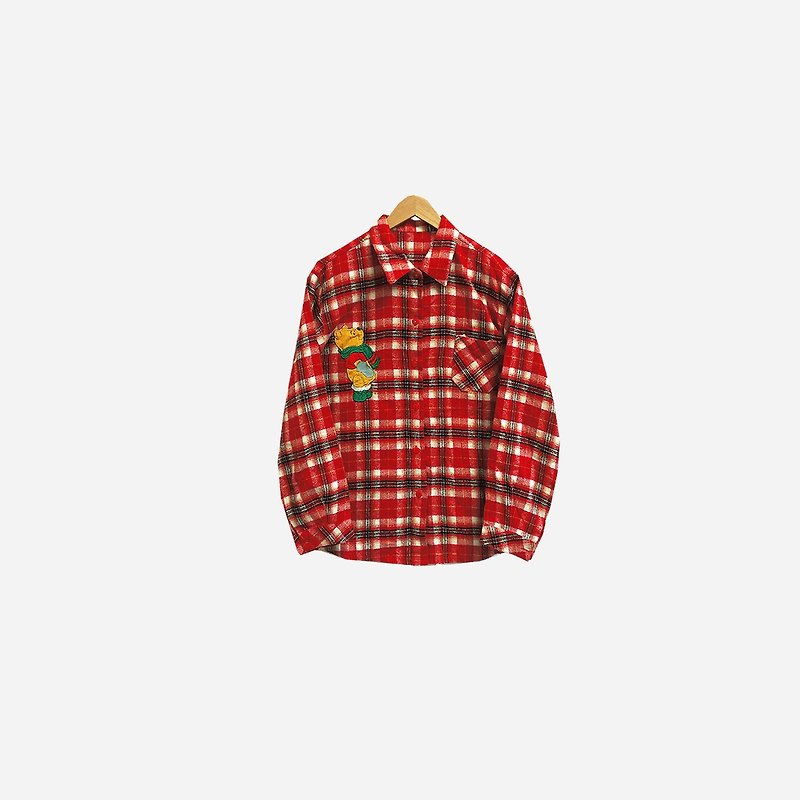 Dislocated Vintage/ Bear plaid shirt no.455 vintage - เสื้อเชิ้ตผู้หญิง - วัสดุอื่นๆ สีแดง