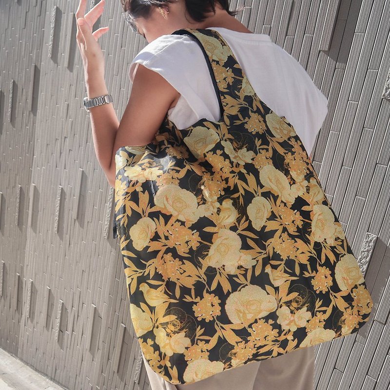 ENVIROSAX Australian Reusable Bag- Royal Rock - Golden Flowers - Messenger Bags & Sling Bags - Polyester Multicolor