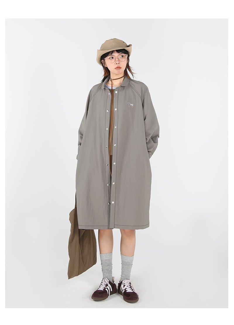 Women's mid-length trench coat - เสื้อสูท/เสื้อคลุมยาว - ผ้าฝ้าย/ผ้าลินิน 