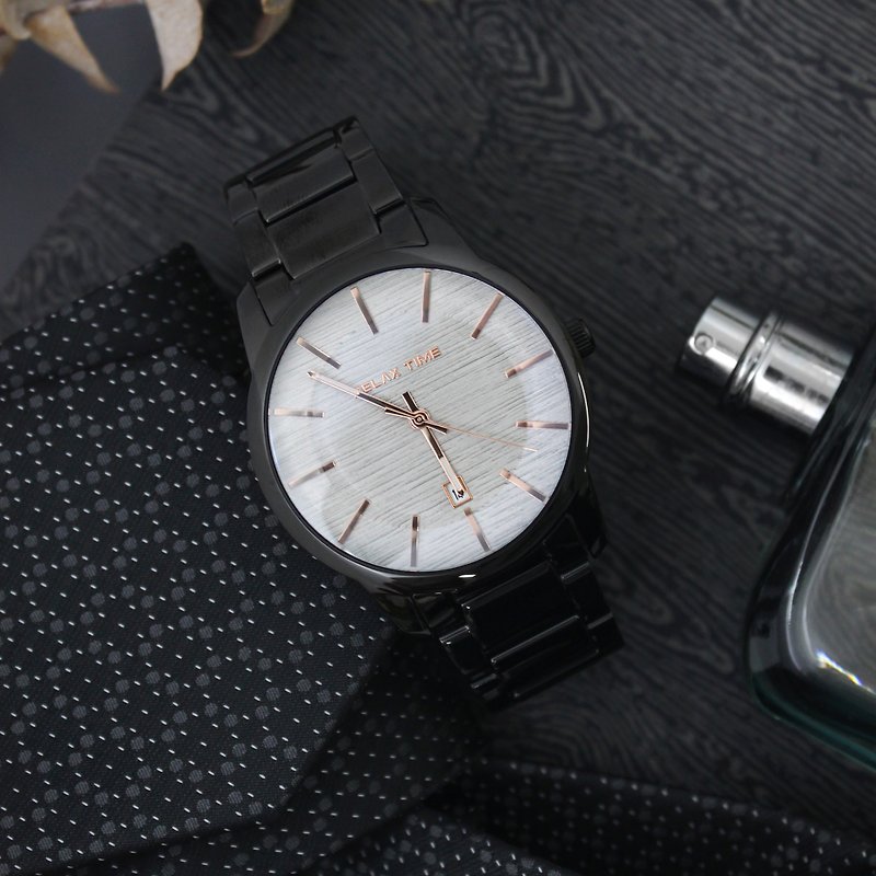 [Preferred couple - men's watch] RELAX TIME Wen Qing water wave series (RT-86-5M) black x gray - นาฬิกาผู้ชาย - สแตนเลส สีดำ