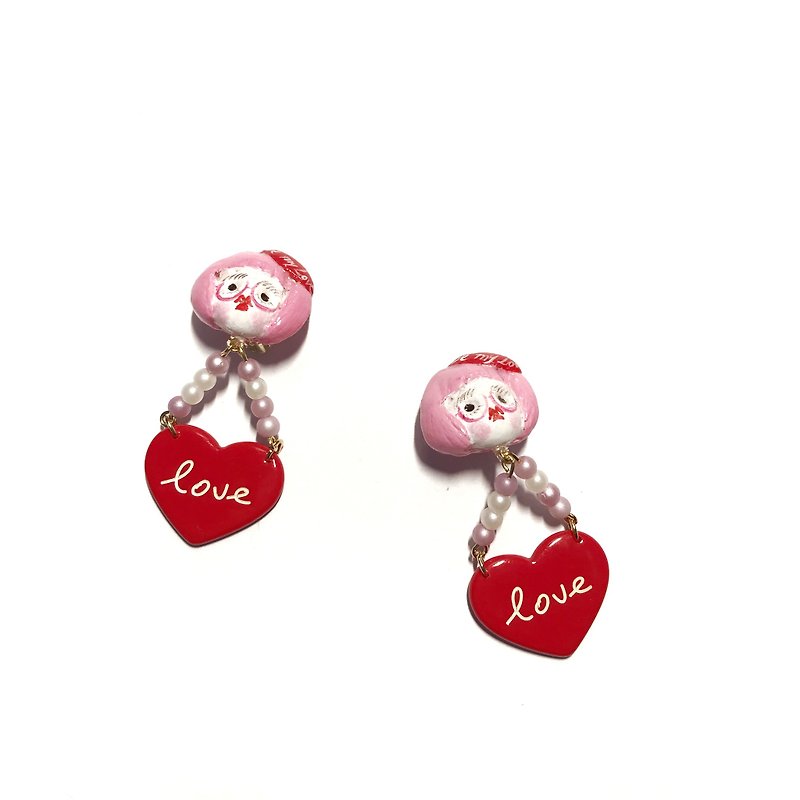 Valentine's Day love short paragraph girls Clip-On earrings resin earrings - Earrings & Clip-ons - Resin Red