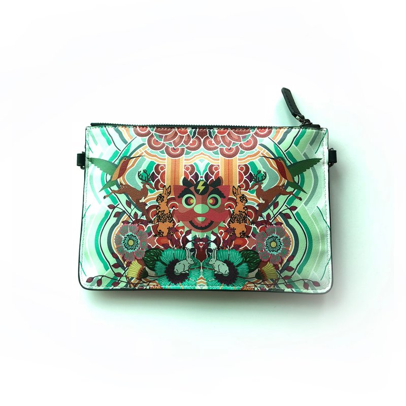 水波紋老虎圖案2用ipad mini包包 - 手提包/手提袋 - 人造皮革 綠色