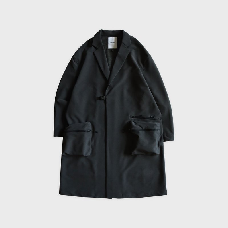 DYCTEAM - RePET Loose long blazer (gray black) - 男夾克/外套 - 其他材質 黑色