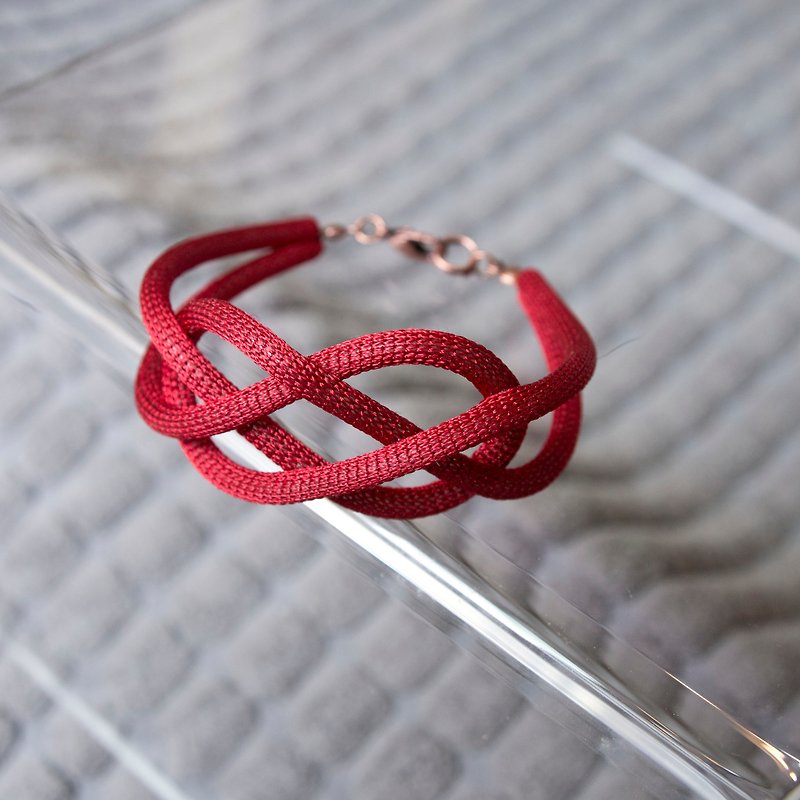 Lussli | Knitted Bracelet - DOUBLE (Dark Red) - Bracelets - Silk Red