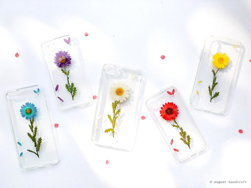简约的菊 Handpressed Flower Phone Case - 手機殼/手機套 - 植物．花 多色