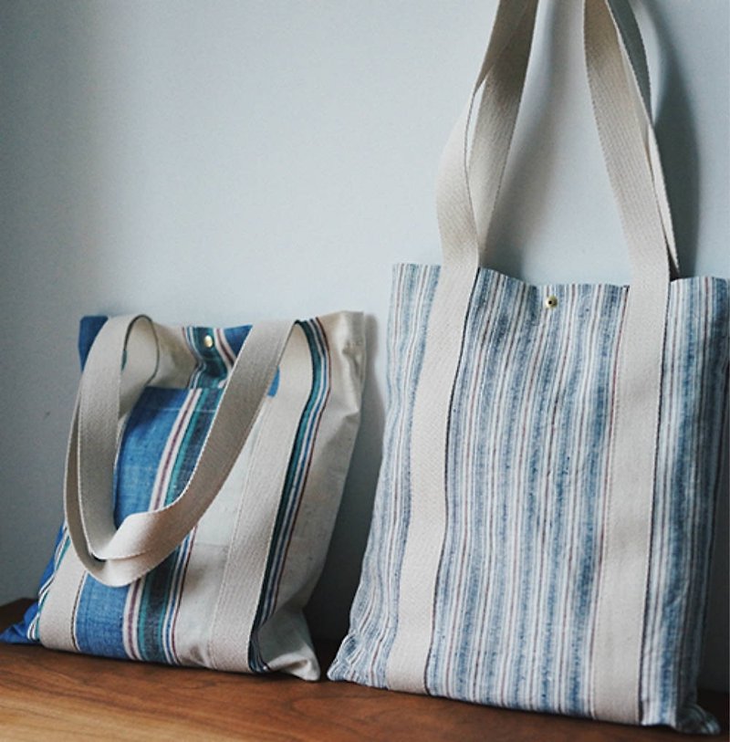 Wide Ribbon Color Stripe Handwoven Tote Bag Old Earthen cloth Environmental Bag One Shoulder Side Backpack Shopping Bag - Messenger Bags & Sling Bags - Cotton & Hemp White