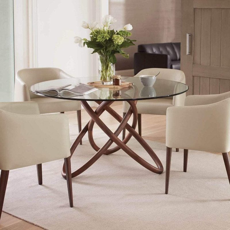 【D3原木家居】Claudia 北美胡桃木玻璃圓桌-130cm - 餐桌/書桌 - 木頭 