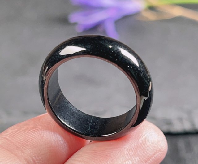 Amazon | [ゆの美] リング 黒翡翠 ヒスイ Black Jade くりぬき