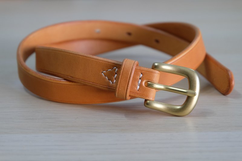 Vegetable Tanned Leather Belt Hand Sewn Making Handmade Leather Goods - Belts - Genuine Leather Brown