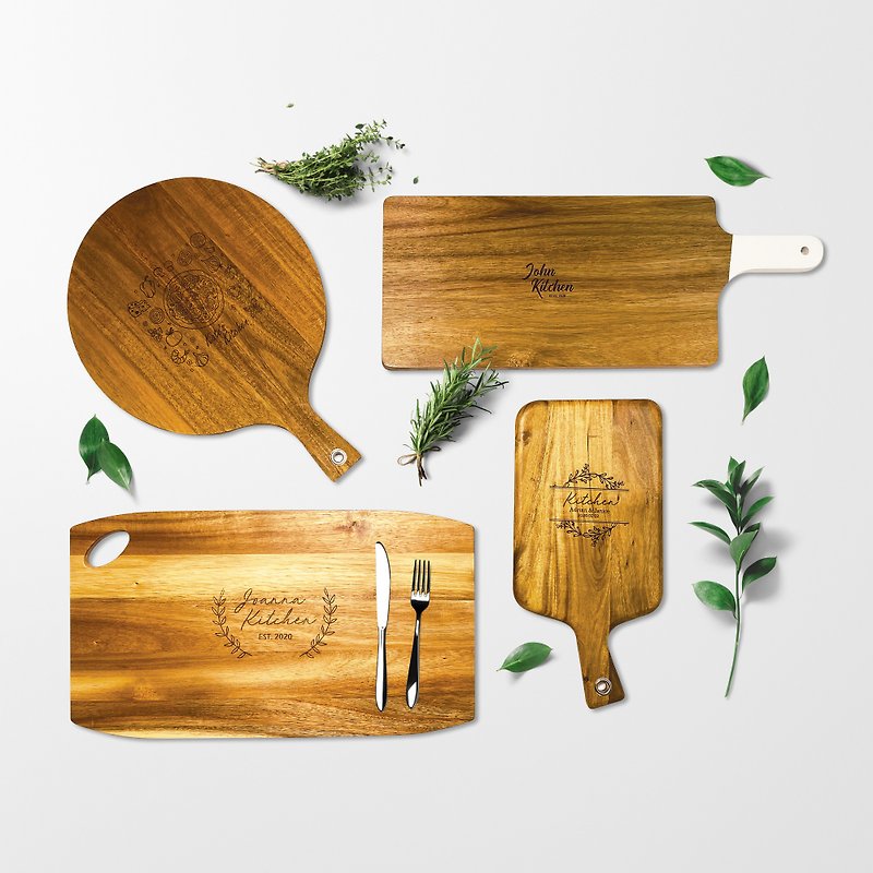 Simple wooden chopping board tray fruit tray decoration gift natural acacia wood color customization - ถาดเสิร์ฟ - ไม้ สีนำ้ตาล