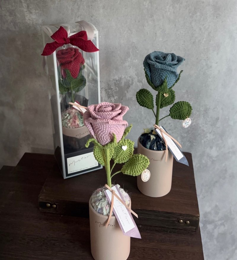mf 經典玫瑰盆花-情人節精選 Valentine's Potted Collection - 乾燥花/永生花 - 棉．麻 