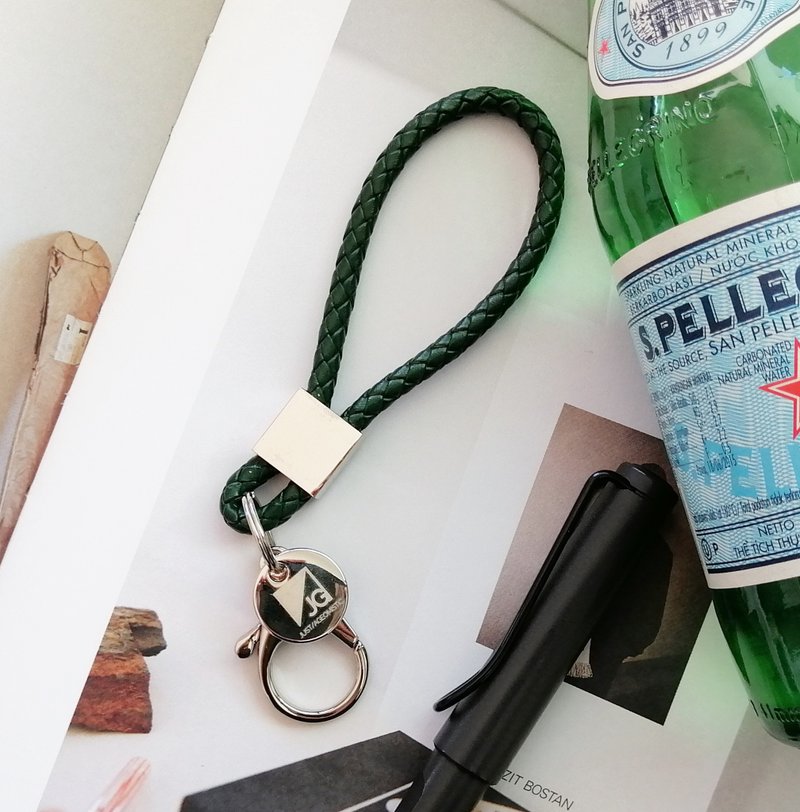 Leather keychains car keychains (forest GREEN) model Urban Rotterdam - Keychains - Genuine Leather Green