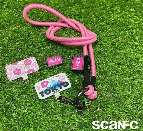 SCANFC SCANFC 香港原創品牌 粉紅浪漫反光彈力機能手機掛繩/背帶