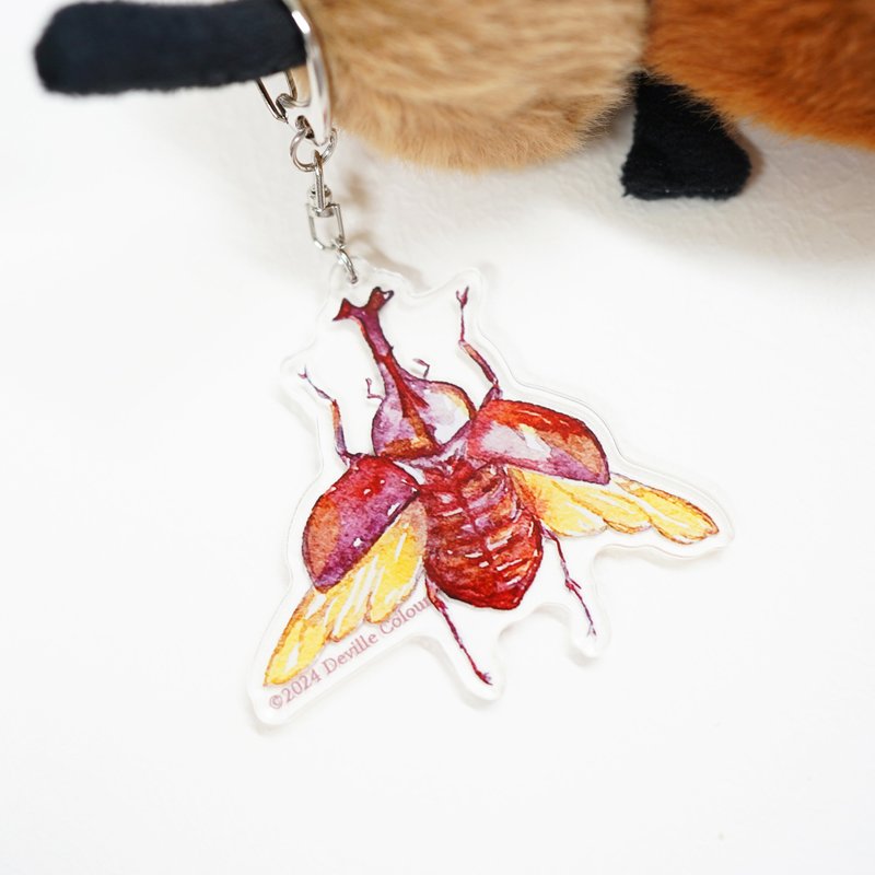 【Mr Beetles - Japanese Rhinoceros Beetle】Acrylic Keychain - ที่ห้อยกุญแจ - กระดาษ สีนำ้ตาล