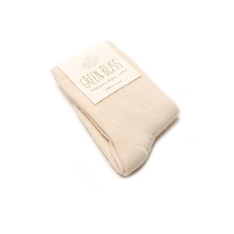 GREEN BLISS 有機棉襪 - [寶寶系列] Pure Nature Ivory 純淨米白 兒童襪 - 圍兜/口水巾 - 棉．麻 白色