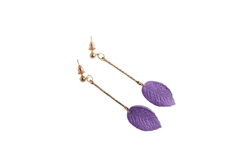 Polymer Clay Earrings  handmade | modern jewelry | simple jewelry - 耳環/耳夾/耳骨夾 - 塑膠 紫色