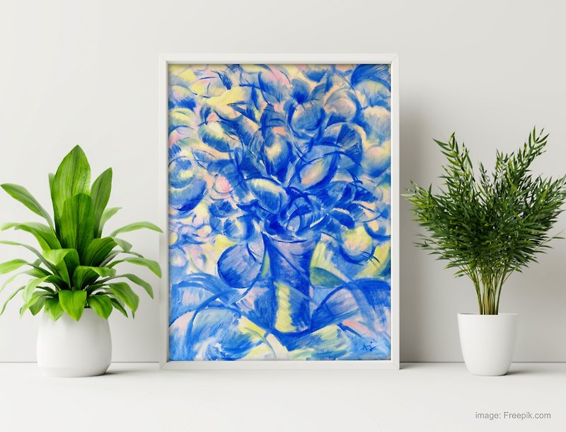 oil painting/ original work/ frameless painting/ Vase of Flowers - Posters - Cotton & Hemp Multicolor