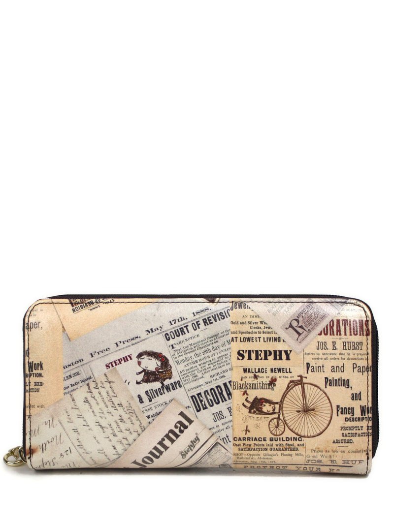 Stephy fruit SB105-CC newspapers and magazines female models cute art design printed zipper long wallet - Wallets - Genuine Leather 